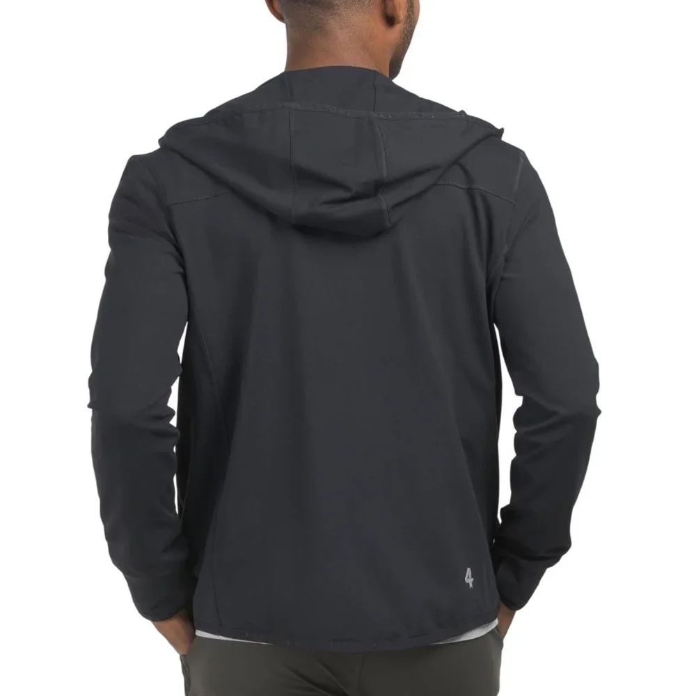 FOURLAPS XL Full Zip Hooded Jacket Black Front Pockets Thumbhole Cuffs Lightweig - Picture 2 of 2